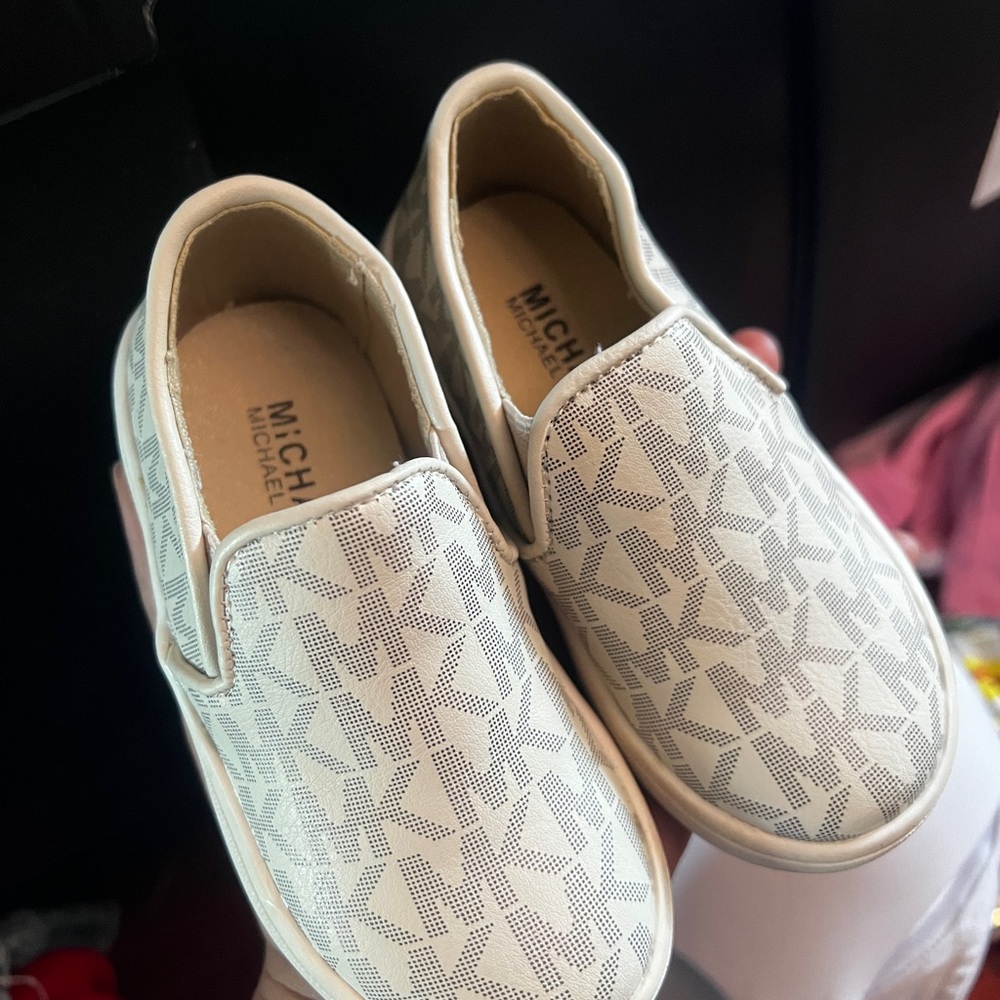 Michael Kors Kids Cream and Gray Slip-On Sneakers